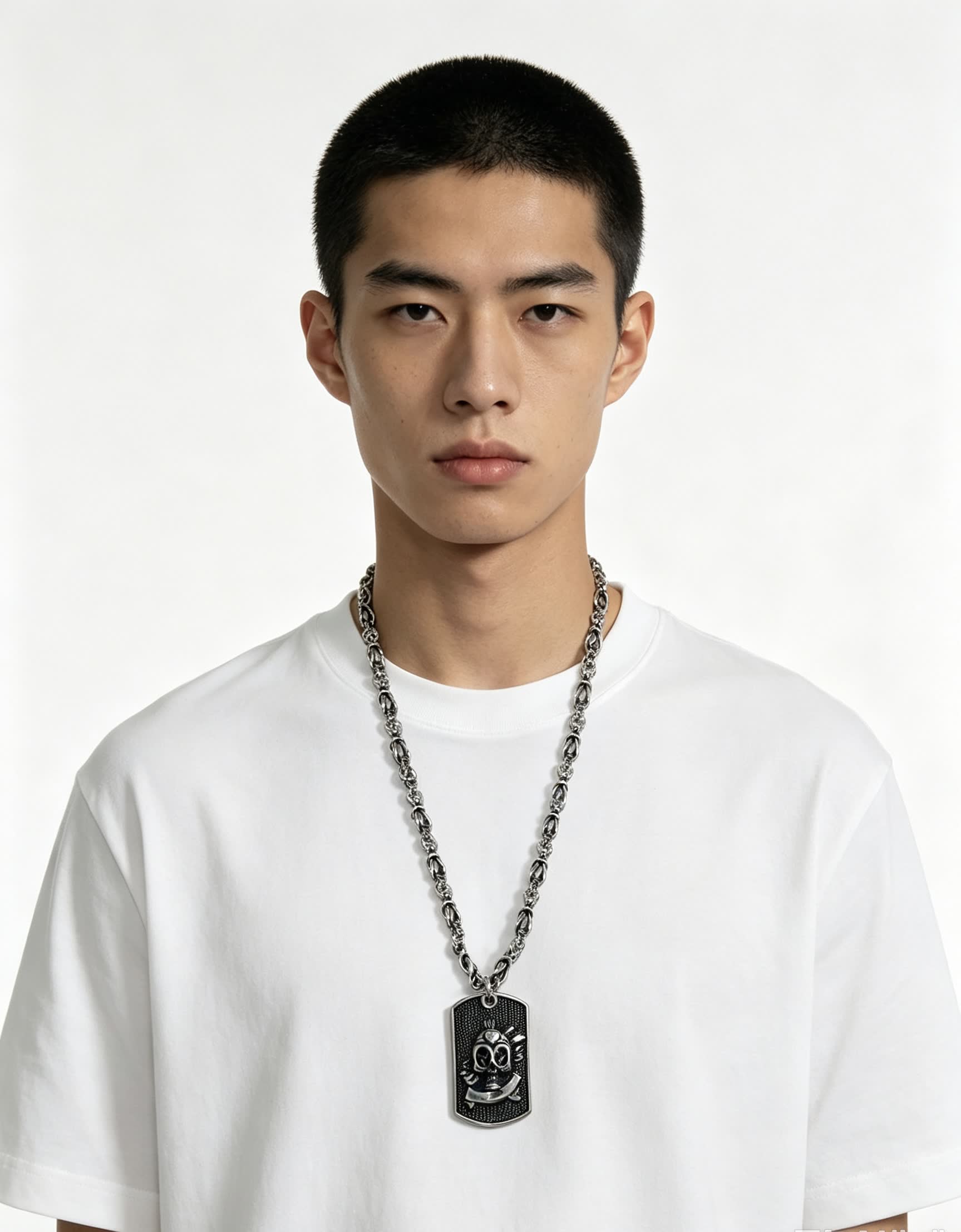 Chrome Hearts Silver Dog Tag Necklace with Lion Head
